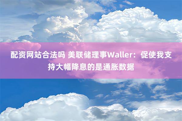 配资网站合法吗 美联储理事Waller：促使我支持大幅降息的是通胀数据