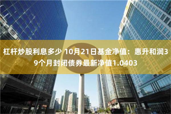 杠杆炒股利息多少 10月21日基金净值：惠升和润39个月封闭债券最新净值1.0403